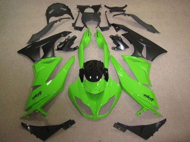 Carénages Moto Kawasaki ZX6R 2009-2012 - Vert Noir Brillant Noir Mat