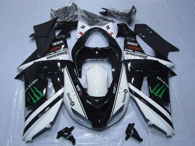 Carénages Moto Kawasaki ZX6R 2007-2008 - Noir Blanc Monstre Touch4