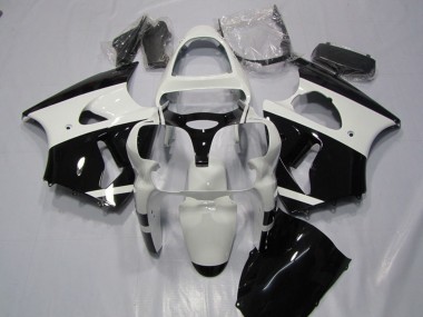 Carénages Moto Kawasaki ZX6R 2000-2002 - Blanc Noir Brillant
