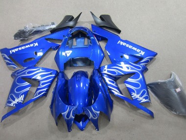 Carénage Moto Kawasaki ZX10R 2004-2005 - Bleu Blanc Flamme