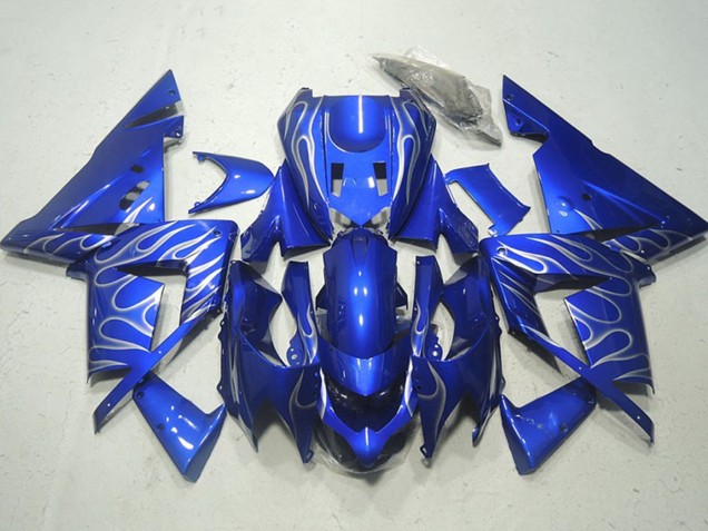 Carénages Moto Kawasaki ZX10R 2004-2005 - Bleu Blanc Flamme