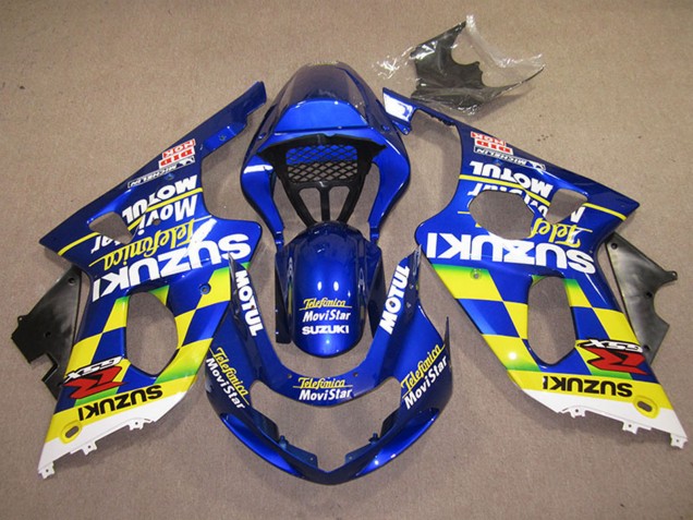 Carénages Moto Suzuki GSXR 1000 2000-2002 - Bleu Jaune Blanc Telefumica MoviStar