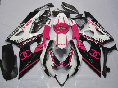 Carénages Moto Suzuki GSXR 1000 2005-2006 - Blanc Rose Noir Chanel