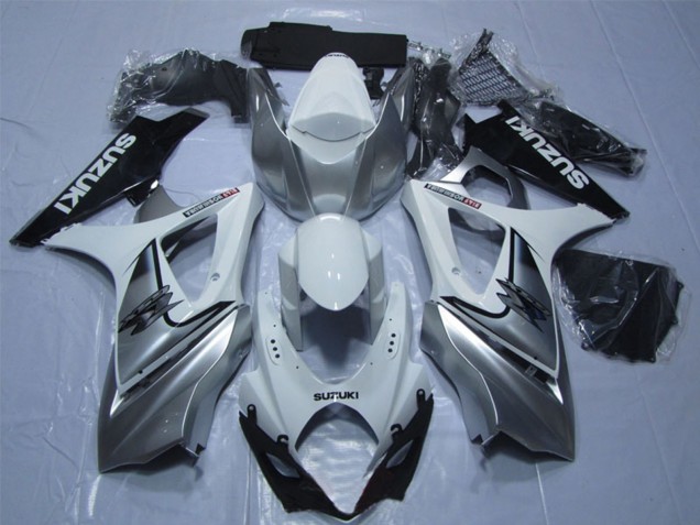 Carénage Moto Suzuki GSXR 1000 2007-2008 - Blanc Argent Noir