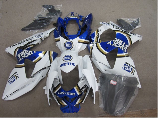Carénages Moto Suzuki GSXR 1000 2009-2016 - Blanc Bleu Lucky Strike Motul
