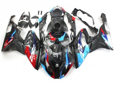 Carénages Moto BMW S1000RR 2015-2016 - Bleu Rouge Fibre de Carbone